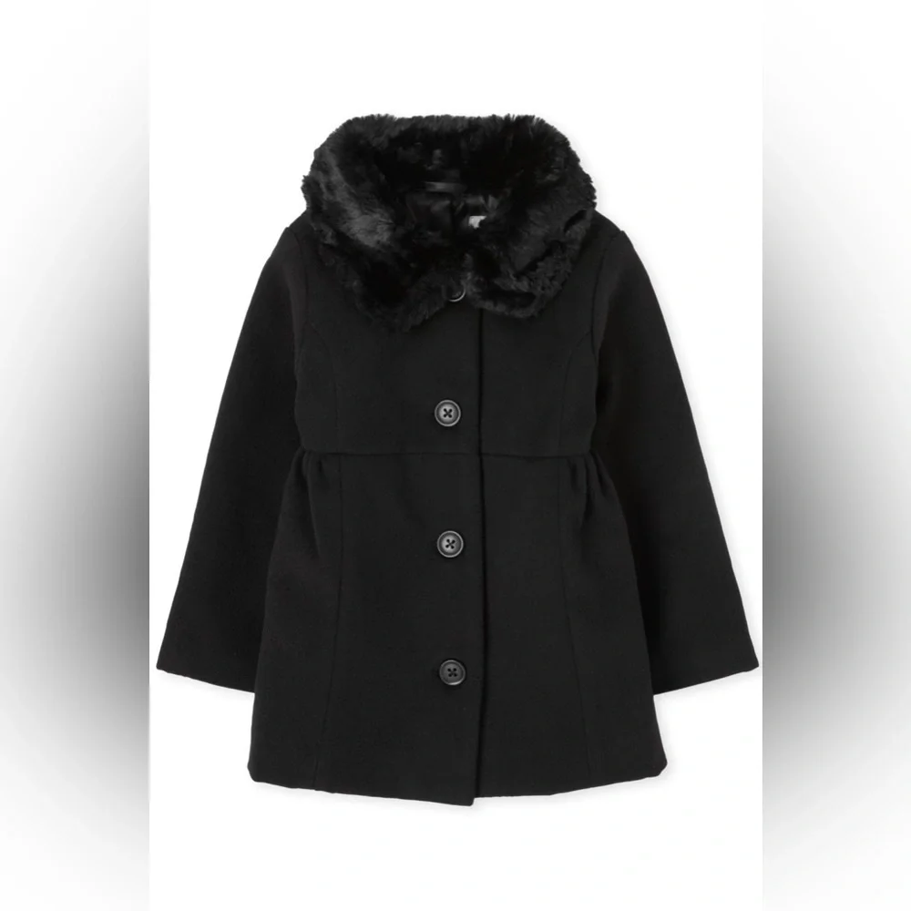 The Children’s Place - Black Faux Fur Collar Coat